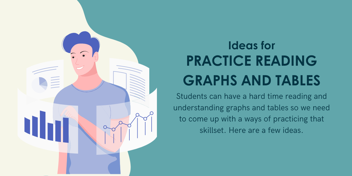 Practice reading graphs and tables: Students can have a hard time reading and understanding graphs and tables so we need to come up with a ways of practicing that skillset. Here are a few ideas.